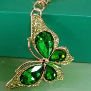 GREEN  BUTTERFLY KEY FOB PURSE CHARM 4 IN